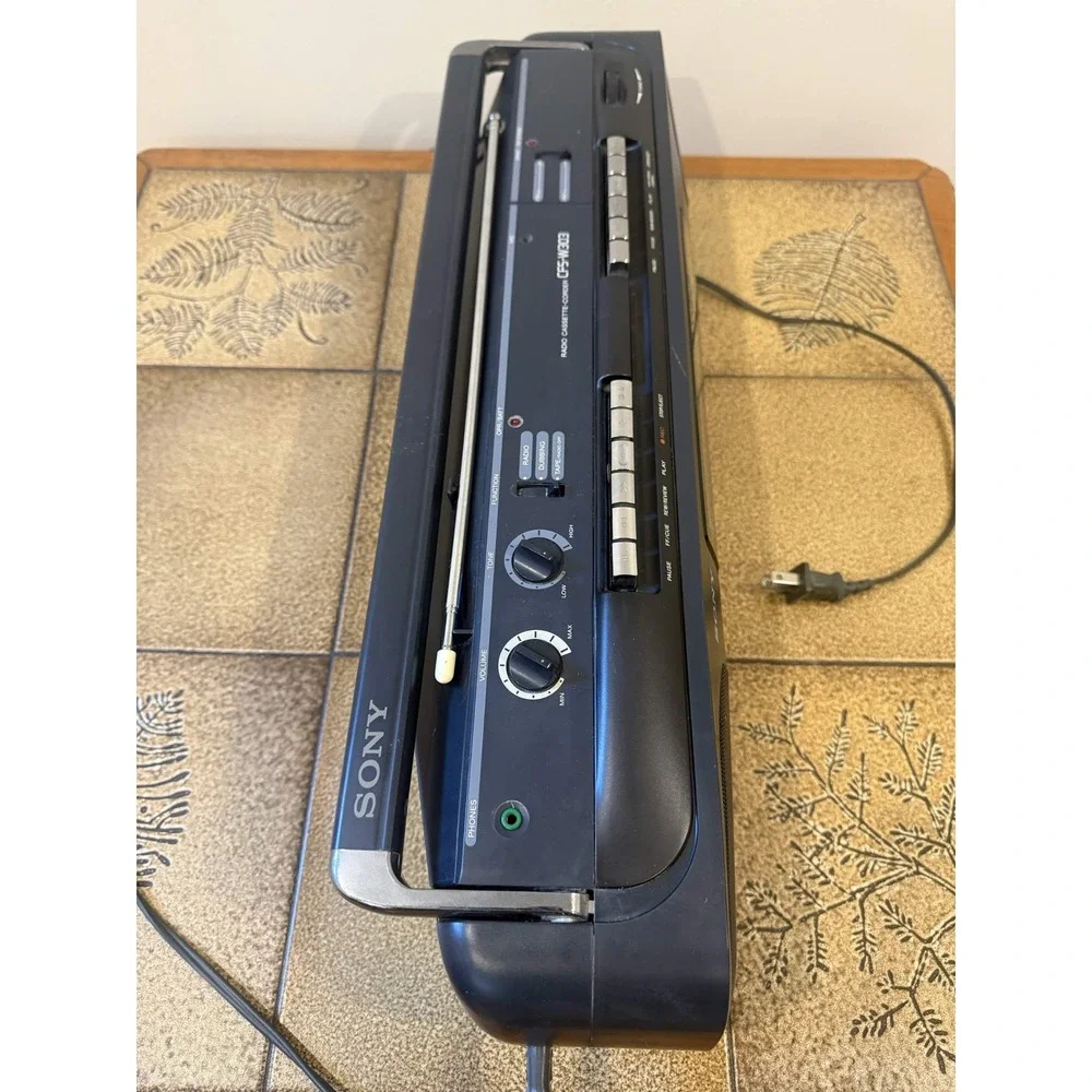 Sony CFS-W303 Radio Cassette-Corder Dual Deck Boombox Black FM AM Vintage Tuner